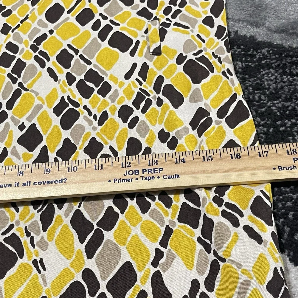 Tory Burch 100% Silk Dress Women Small Yellow‎ Geometric 3/4 Sleeve Button Knee